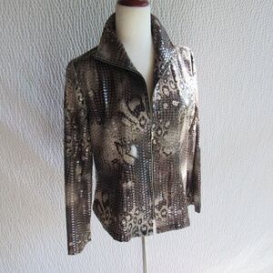 EXCLUSIVELY MISOOK Jacket Small Petite Dressy Animal Print Copper Brown Shimmer